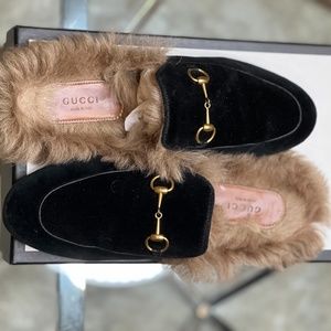 Gucci Suede Fur Loafers